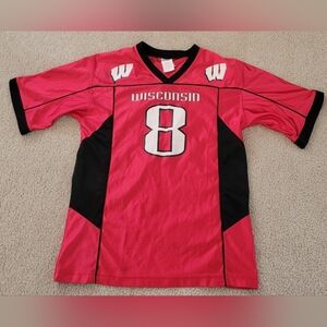Wisconsin Badgers youth #8 jersey size medium 10/12 red white black. Kid Athlete